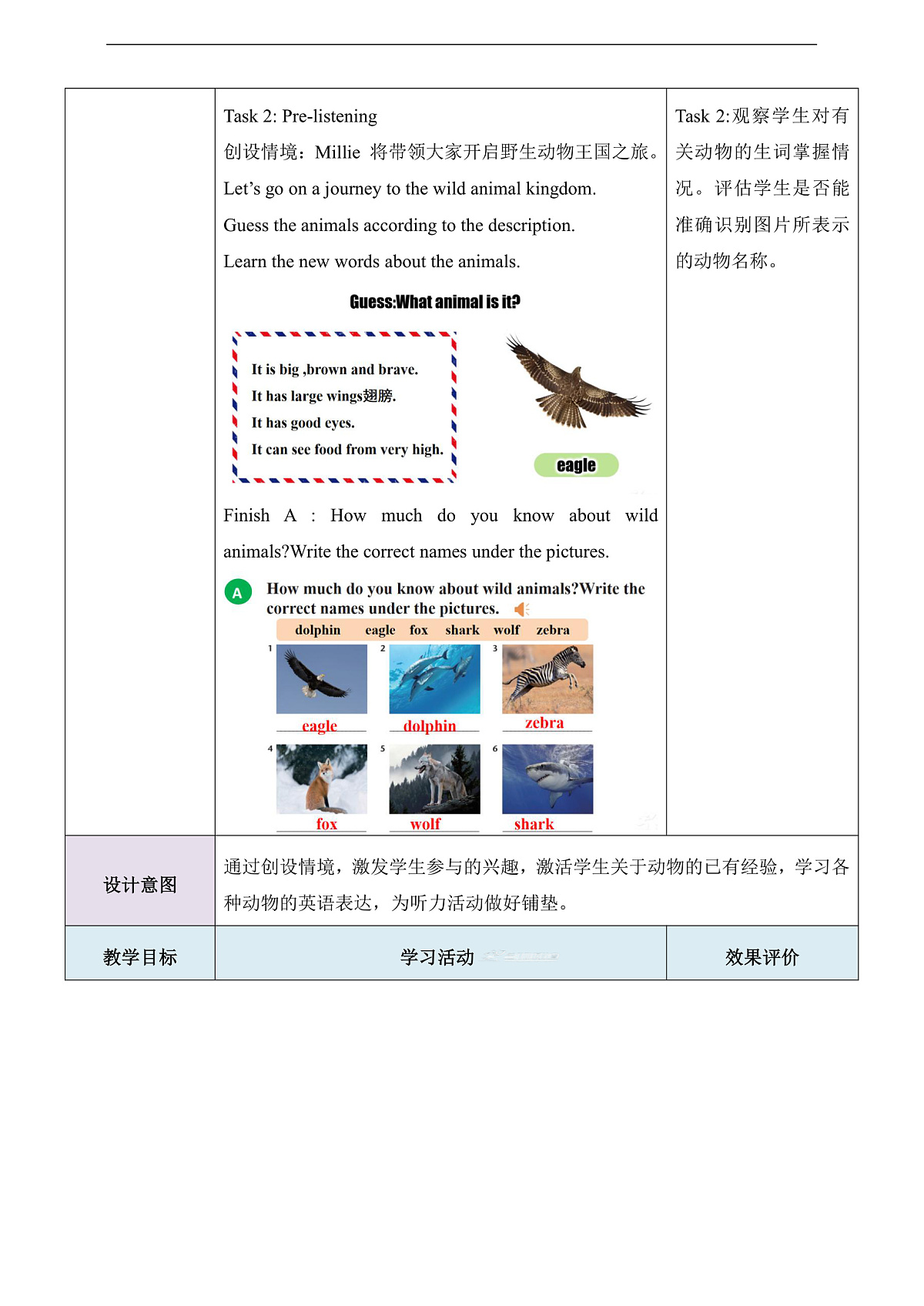 【教学评一体化】Unit 5 Wild animals第1课时Welcome to the unit 教学设计-新译林八上第3页