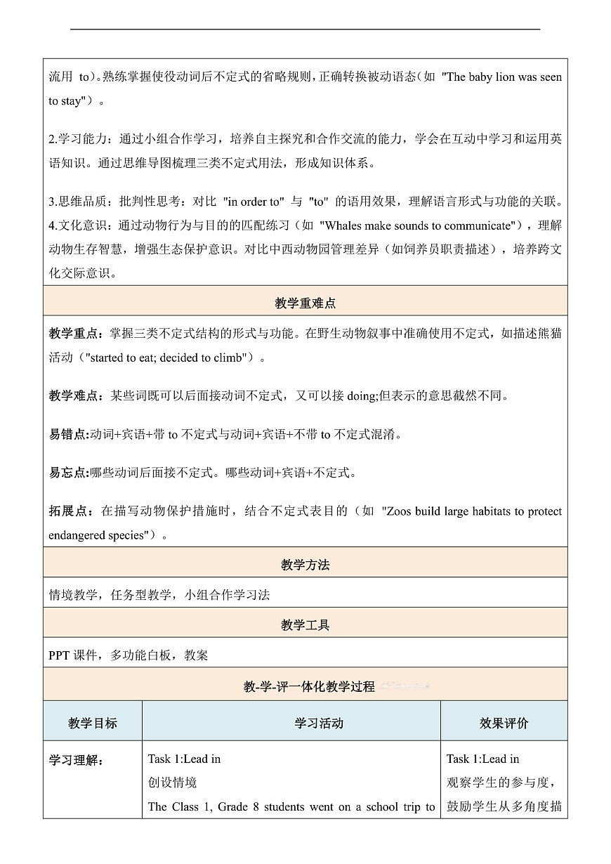【教学评一体化】Unit 5 Wild animals第3课时Grammar 教学设计-新译林八上第2页