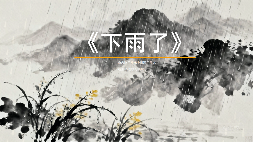 《下雨了》水墨美术课课件第1页
