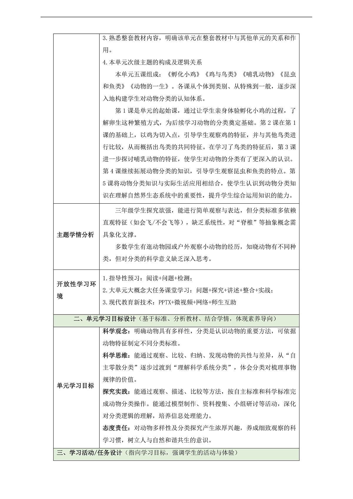 【教学评一体化】第三单元《动物的分类》单元整体设计第2页