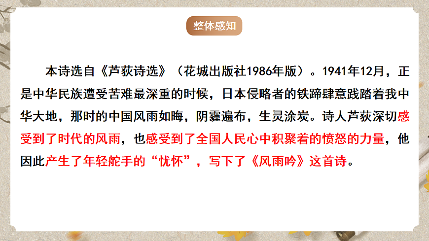 人教部编版语文九下1.3《短诗五首》之《风雨吟》课件第6页
