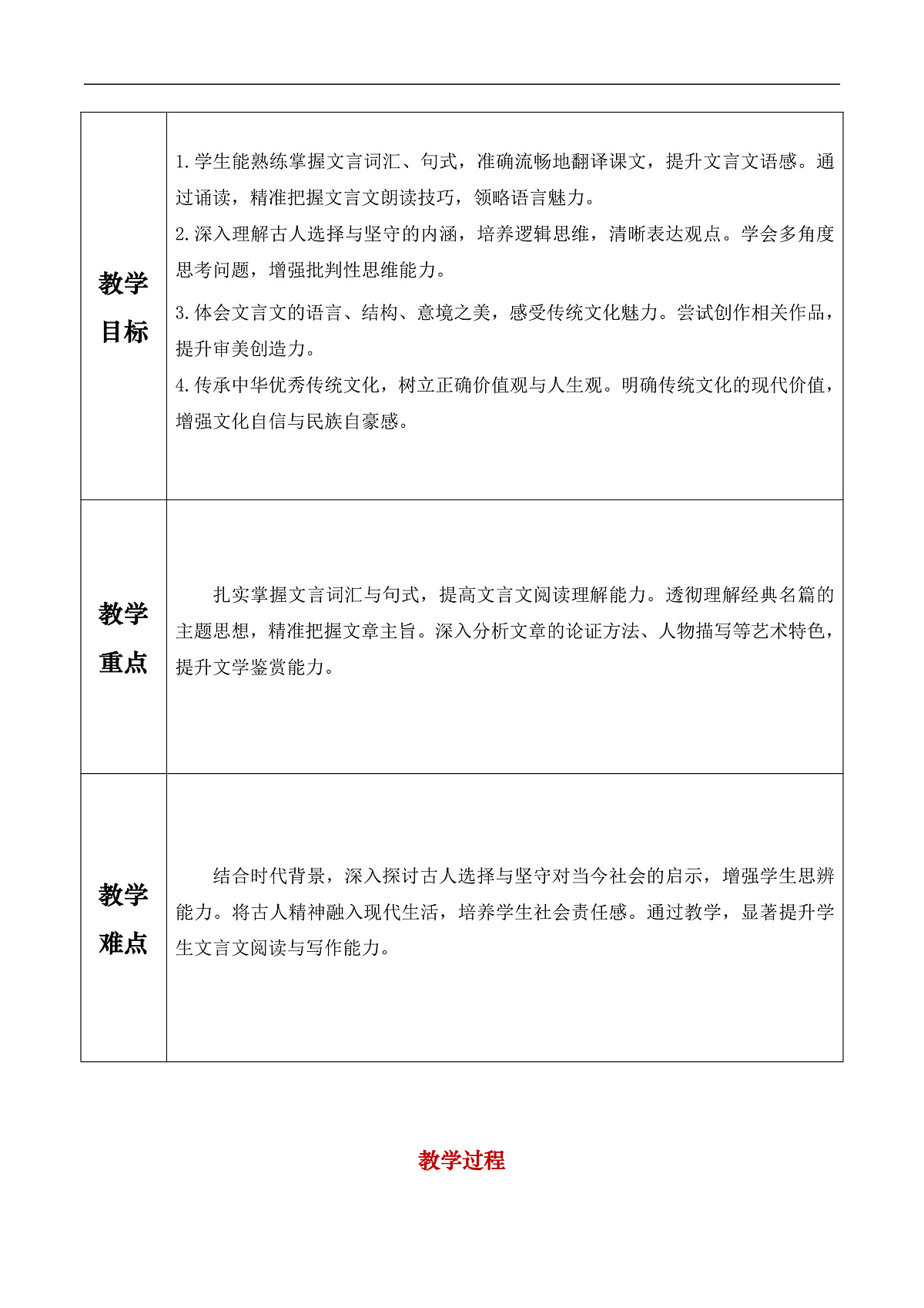 九年级下册第三单元大单元设计——“诵读传统名篇，学会选择坚守”课时教学方案第2页