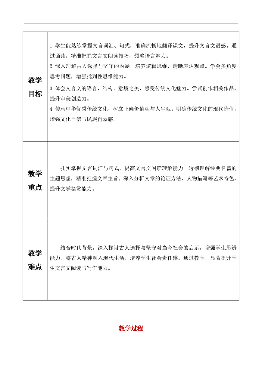 九年级下册第三单元大单元设计——“诵读传统名篇，学会选择坚守”课时教学方案第2页
