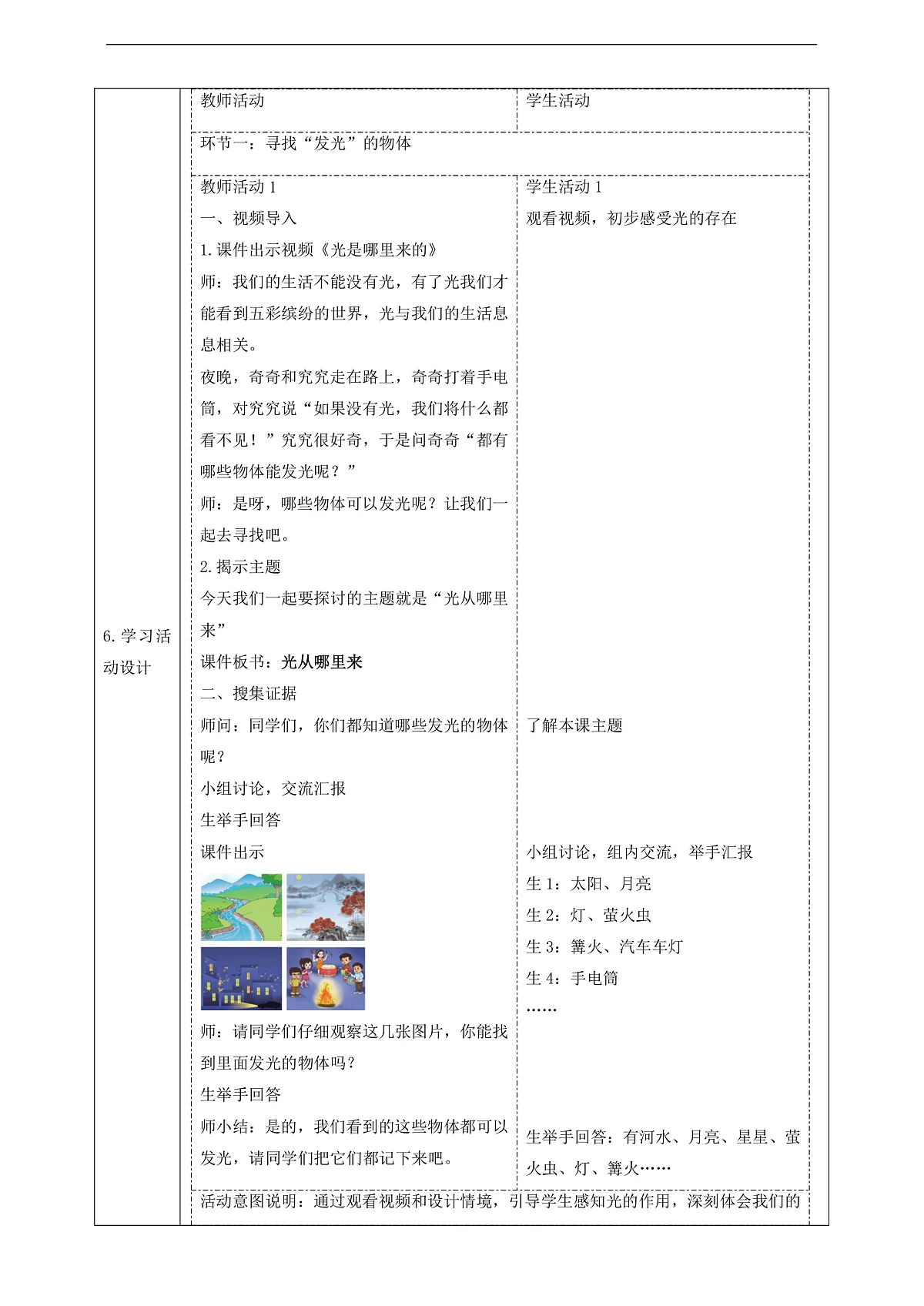 大象版（2017）科学五下1.1《光从哪里来》课时教案第2页