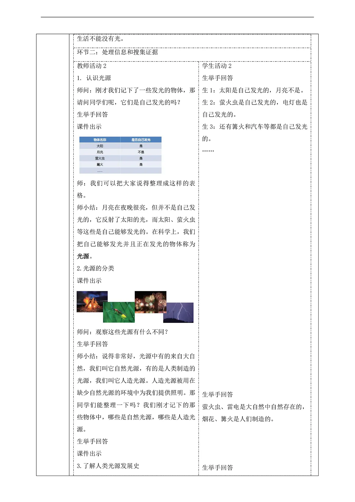 大象版（2017）科学五下1.1《光从哪里来》课时教案第3页