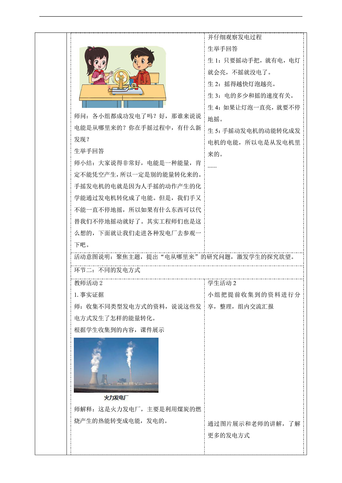 大象版（2017）科学五下2.4《电从哪里来》课时教案第3页
