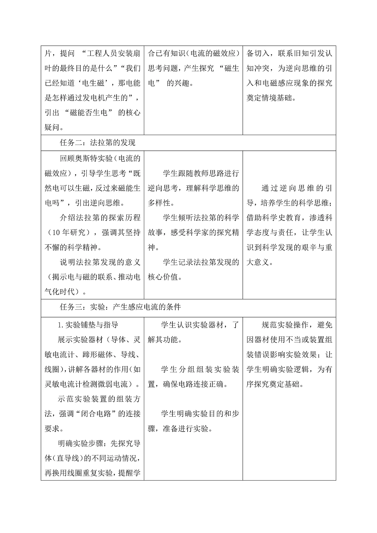 【大单元·任务式】《8.1.1 电磁感应现象（第一课时）》课时教学设计（表格式）--教科2024版9年级第3页