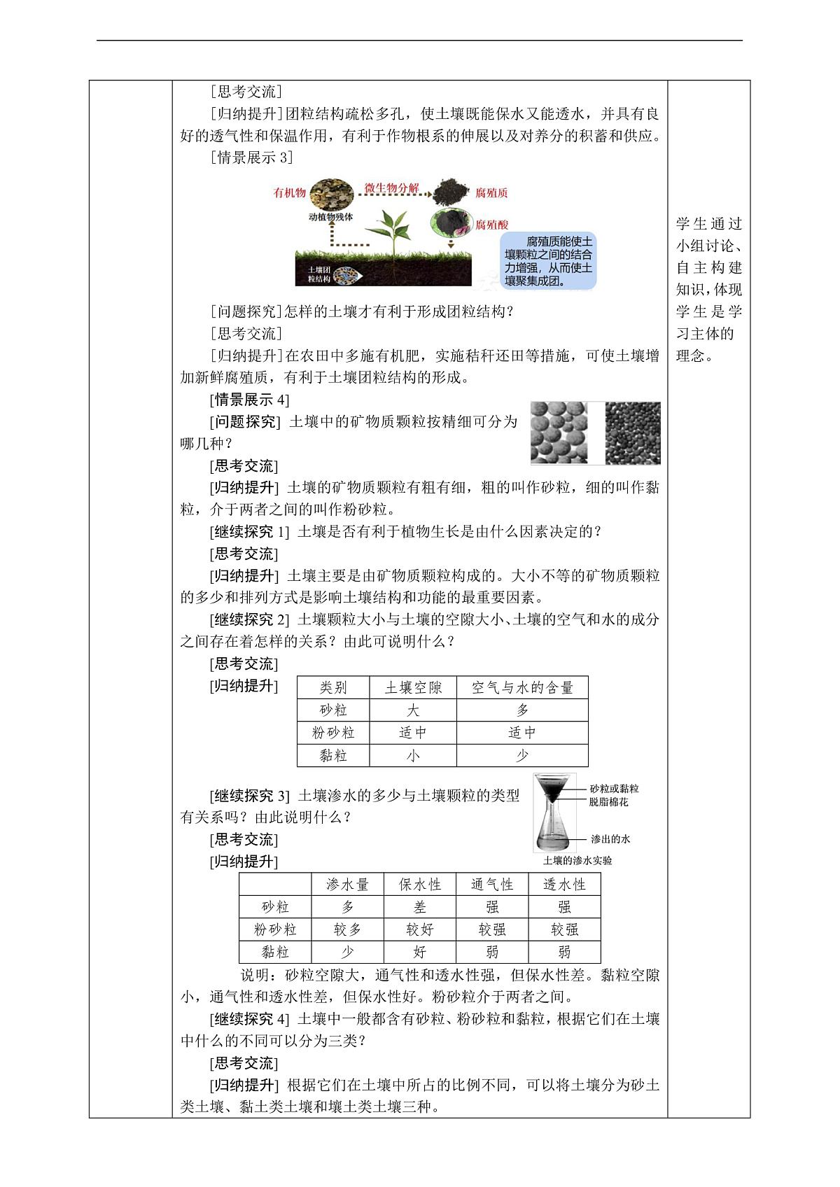 浙教版科学七下（2024）4.2《土壤的结构和质地》（第3课时）教学设计第2页