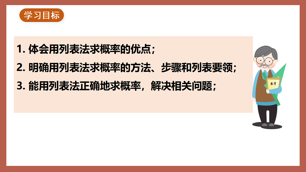 湘教版数学九年级下册4.2.2《用列举法求概率（1）》（同步课件）第2页