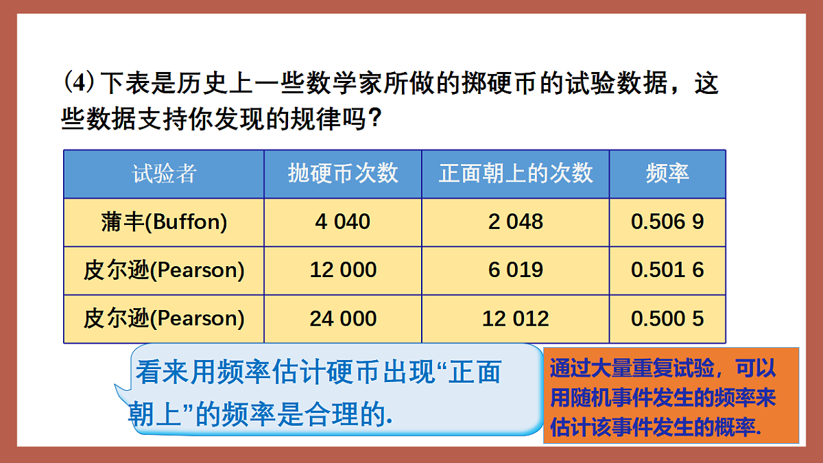 湘教版数学九年级下册4.3《用频率估计概率》（同步课件）第7页