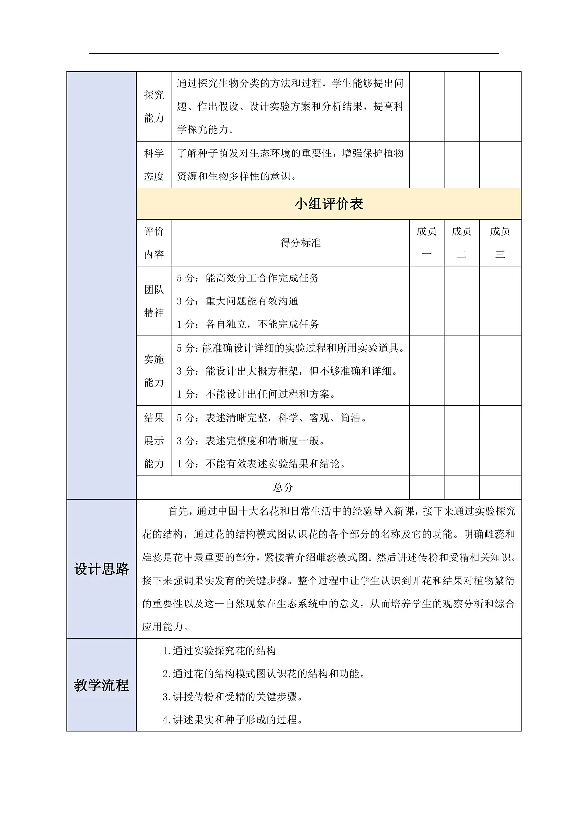 人教版（新课标）生物七下 3.1.3《开花和结果》教案第3页