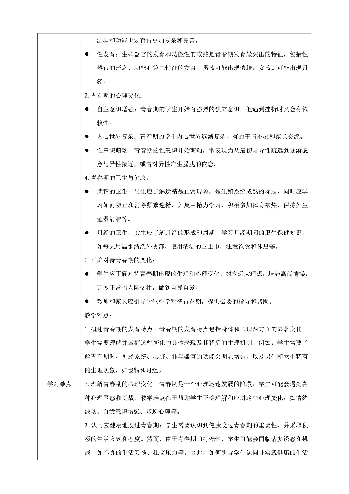 人教版（新课标）生物七下 4.1.2《青春期》学案第2页