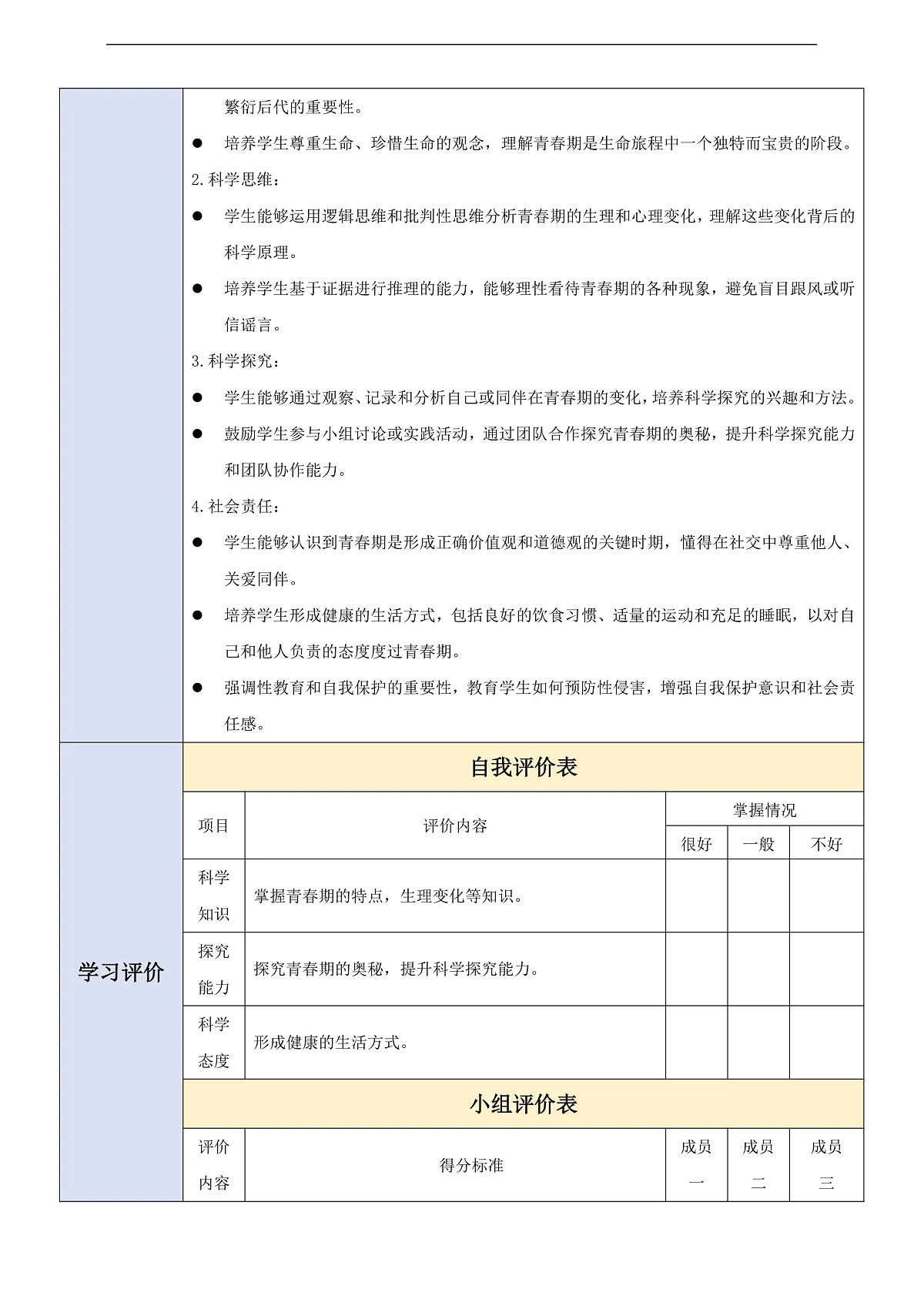 人教版（新课标）生物七下 4.1.2《青春期》教案第3页