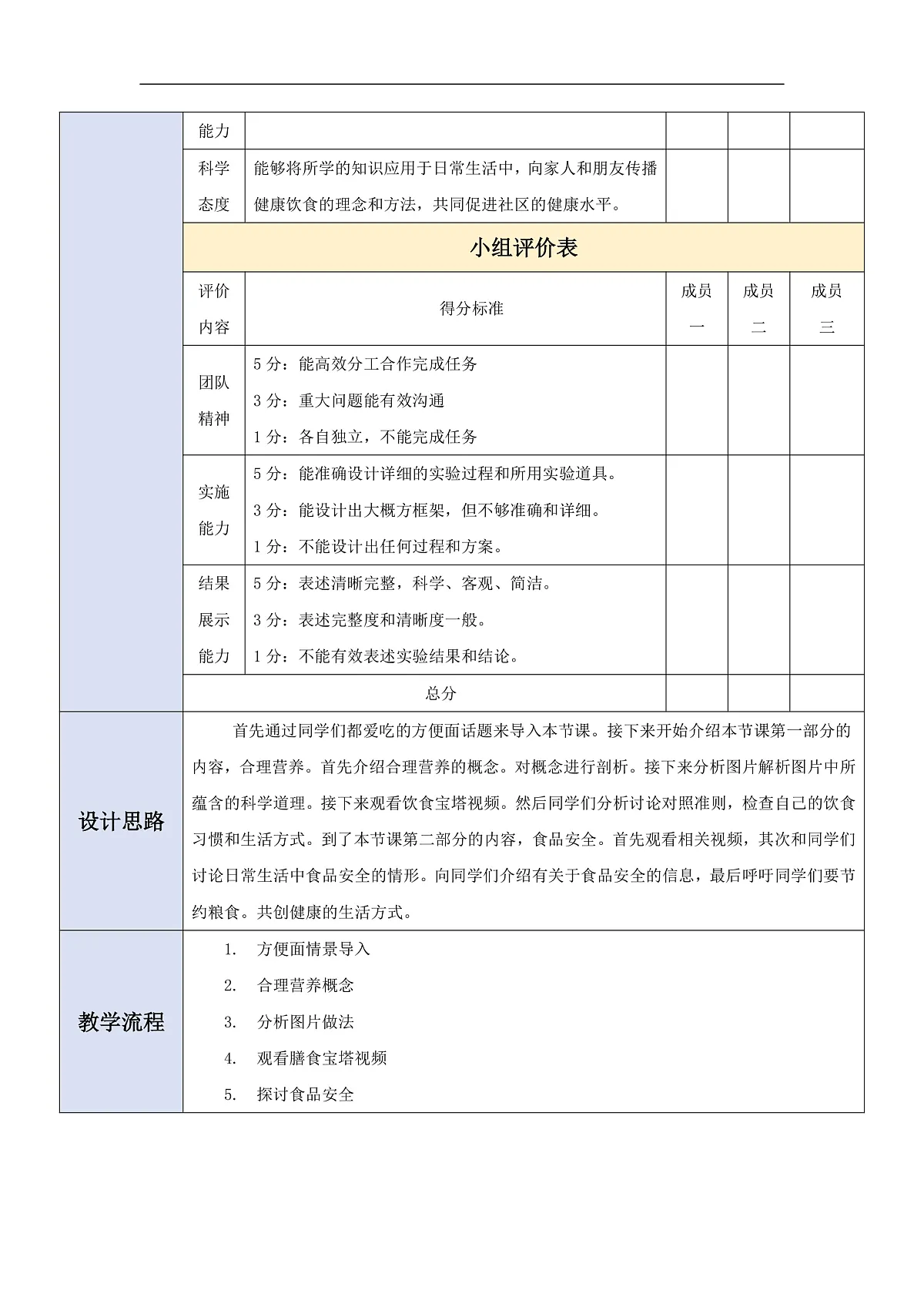 人教版（新课标）生物七下 4.2.3《合理营养与食品安全》教案第3页