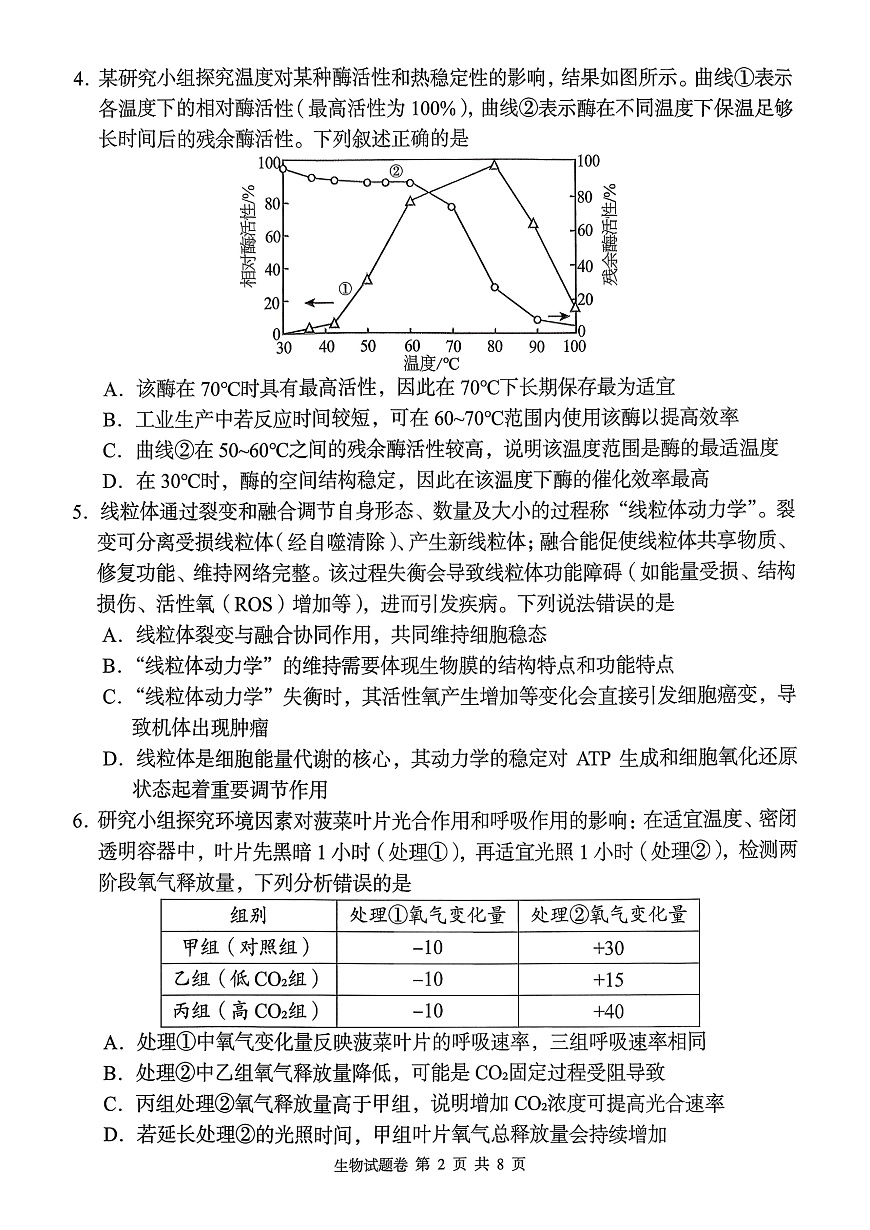 湖南省A佳联考2025-2026学年高三上学期11月期中考试生物试题第2页
