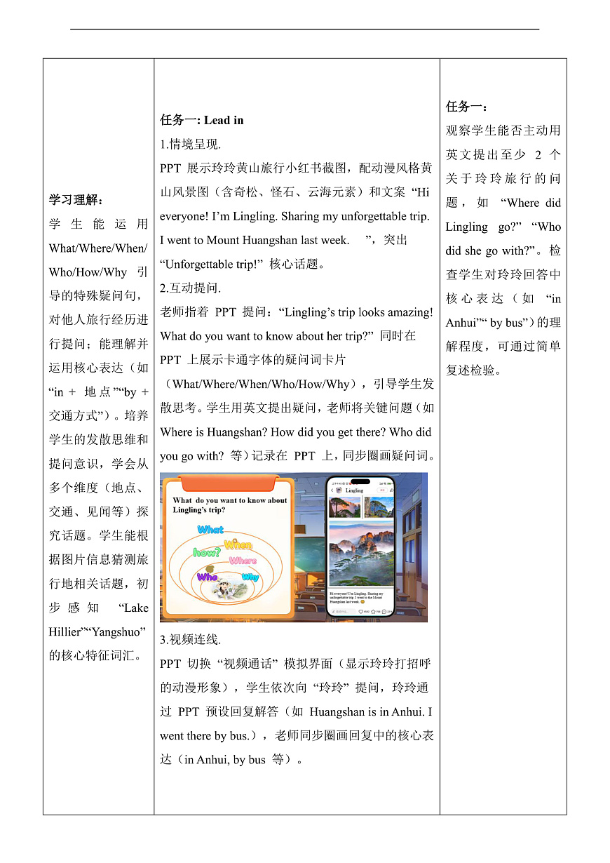 Unit 5 Amazing Places 第6课时Oral communication 教学设计第3页