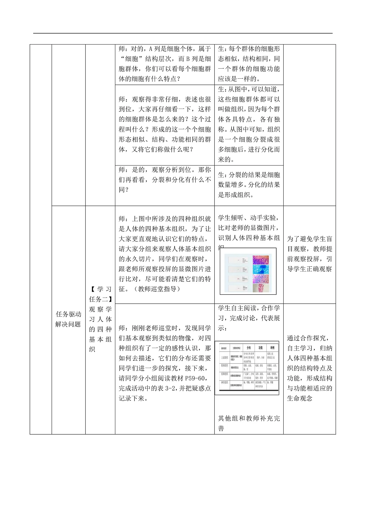 2025-2026学年北师大版生物七年级上册2.3.2 细胞分化形成组织 教学设计第3页