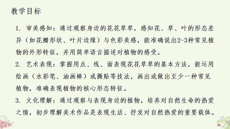 人美版（2024）一年级下册美术第二单元第1课《花花草草》课件第2页