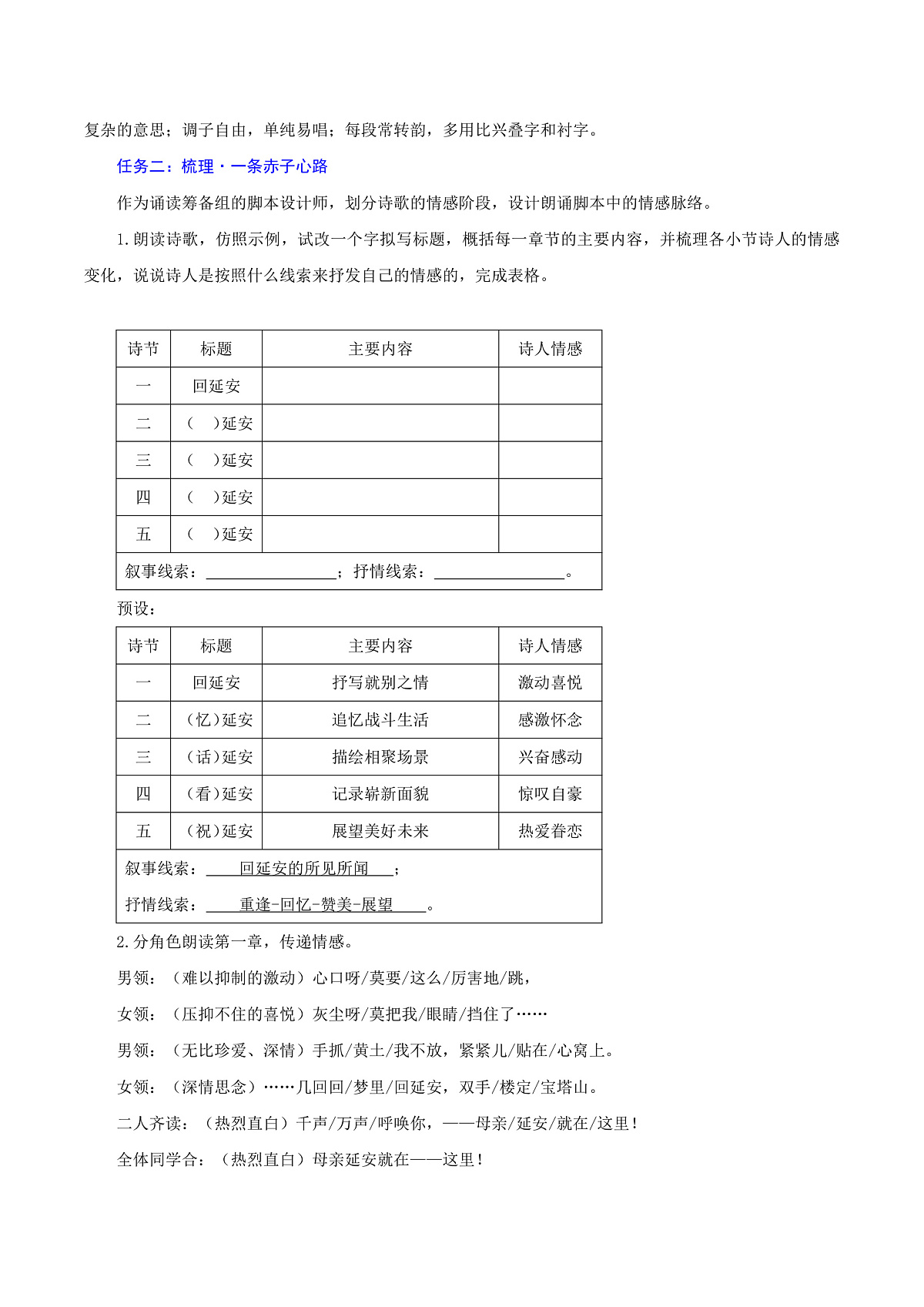 2 回延安：一曲信天游 万里赤子情（情境任务教学设计）第3页