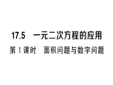 初中数学新沪科版八年级下册  17.5  第1课时 面积问题与数字问题  作业课件（点出显答案）（2026春）
