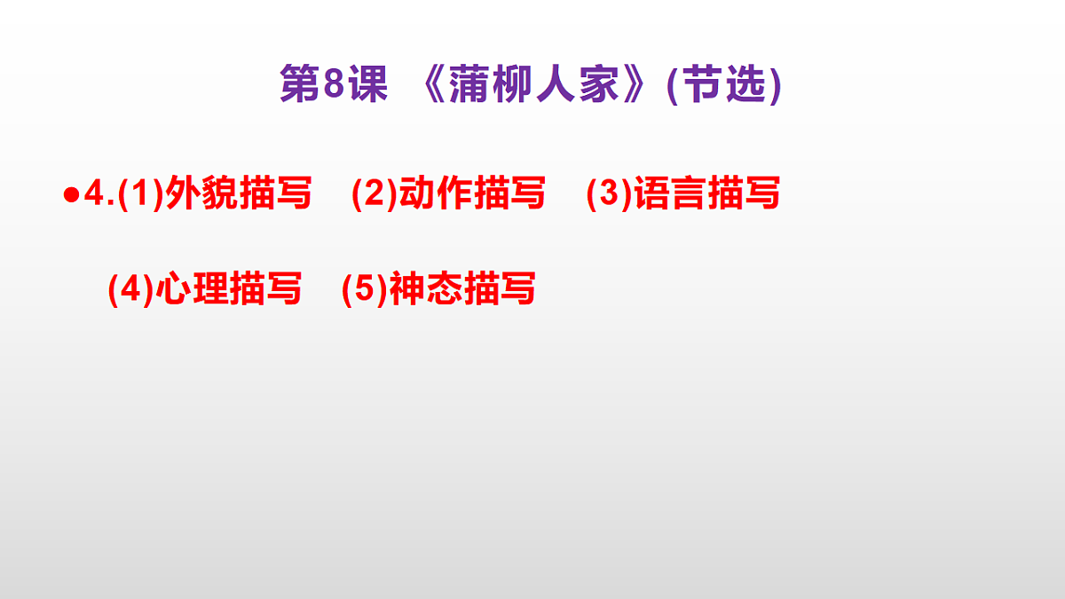 （新）部编版九年级下册语文同步练习题精编【第08课  《蒲柳人家(节选)》】PPT（参考答案及解析课件）第5页