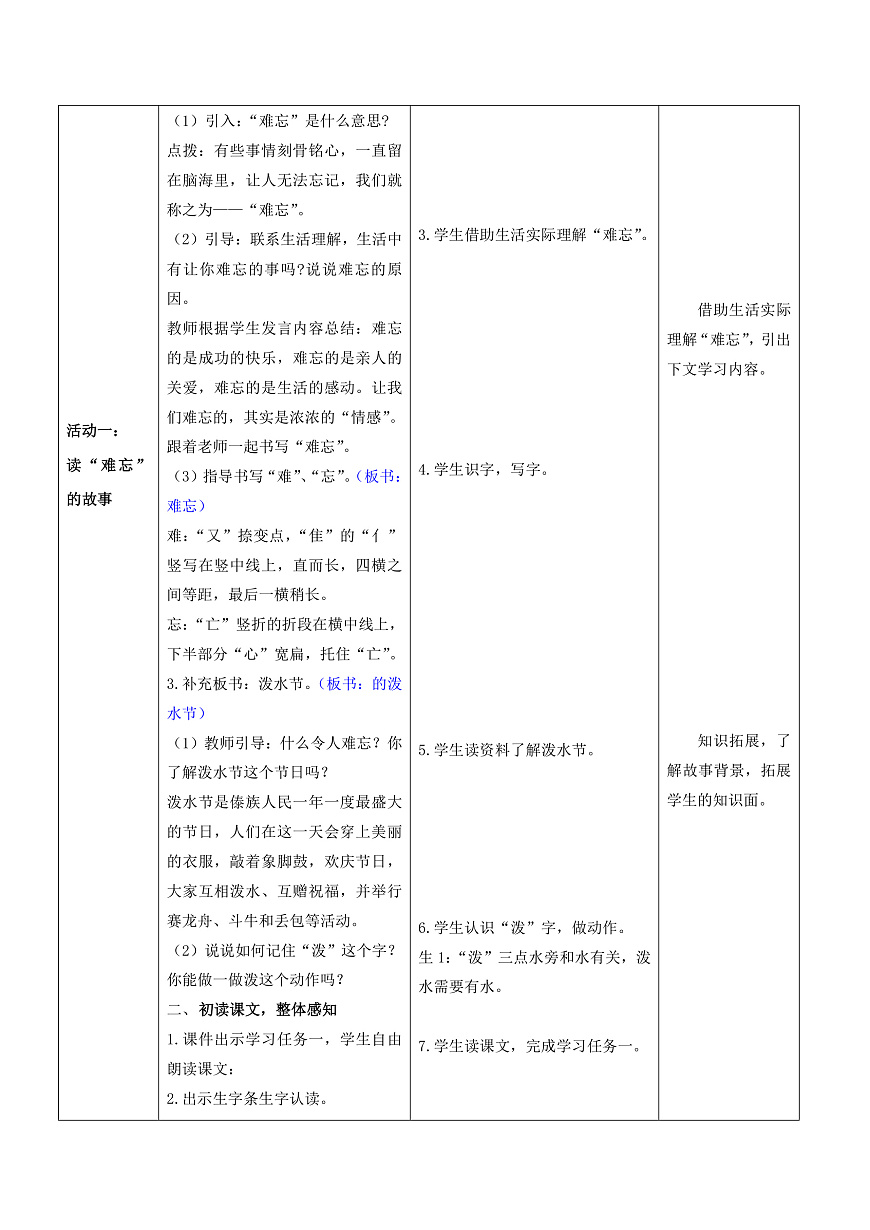 3.《难忘的泼水节》表格式教案第2页