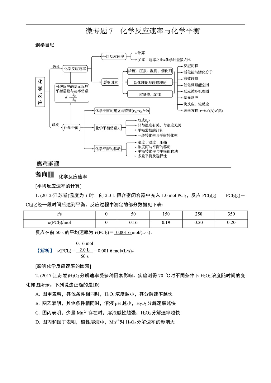 专题3　微专题7　化学反应速率与化学平衡第1页