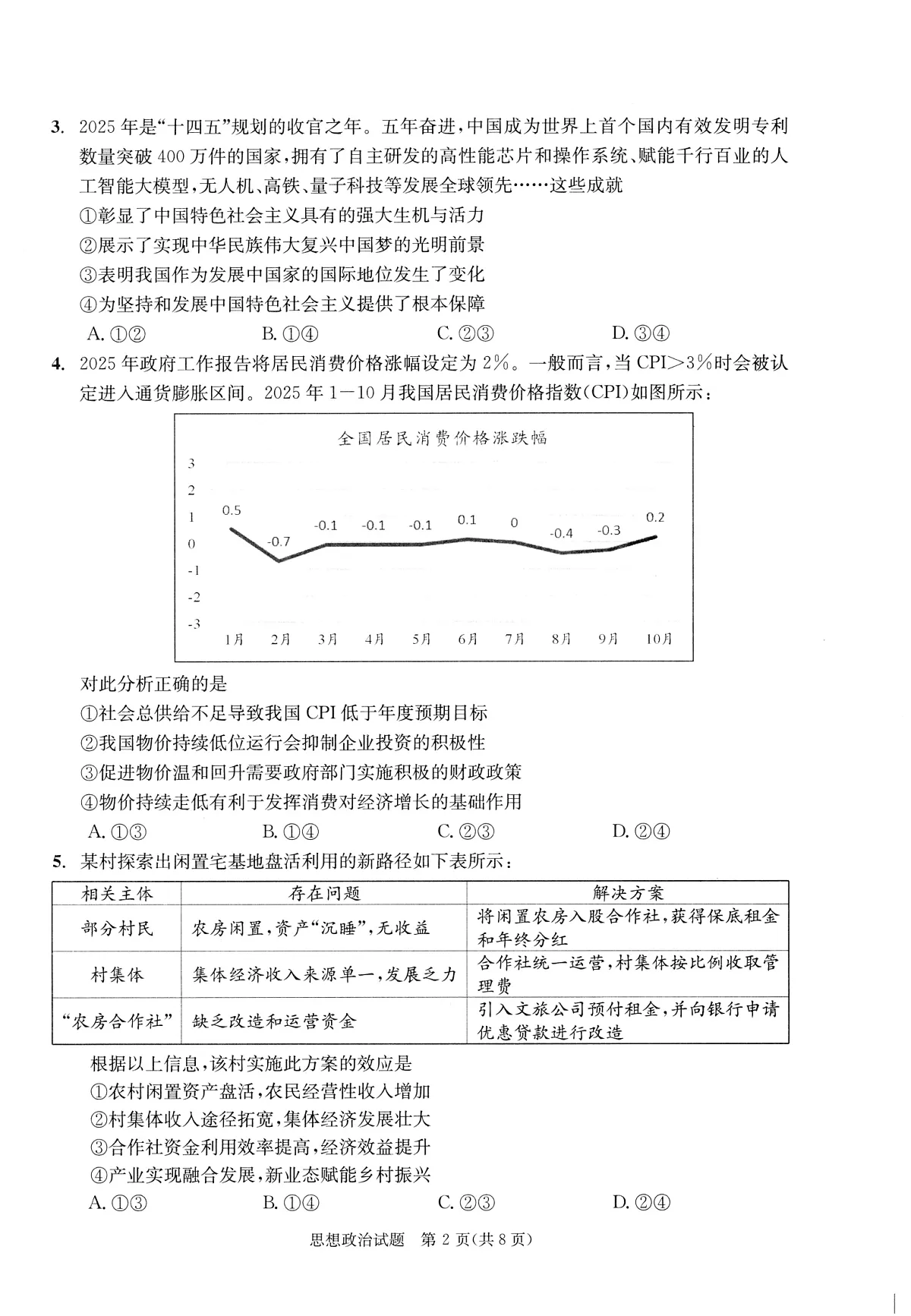 成都市2023级高中毕业班第一次诊断性检测政治第2页