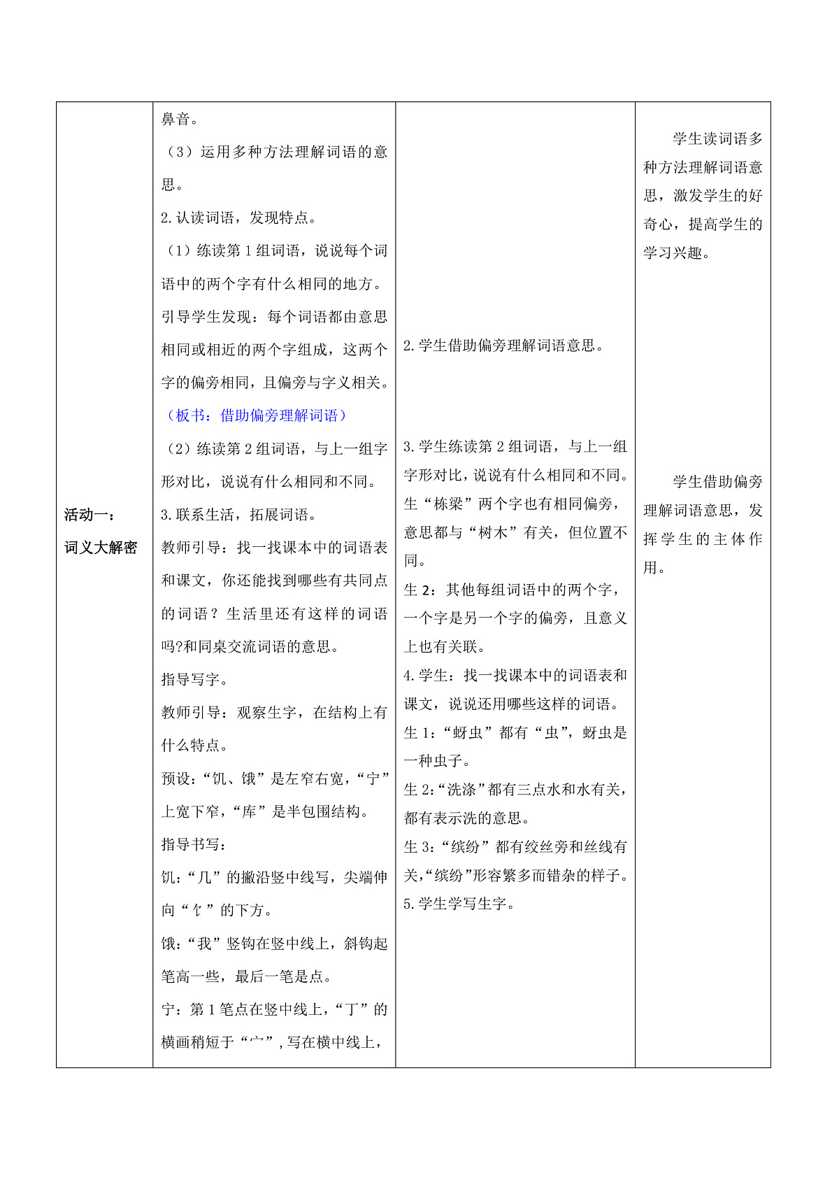 3.《语文园地七》表格式教案第2页