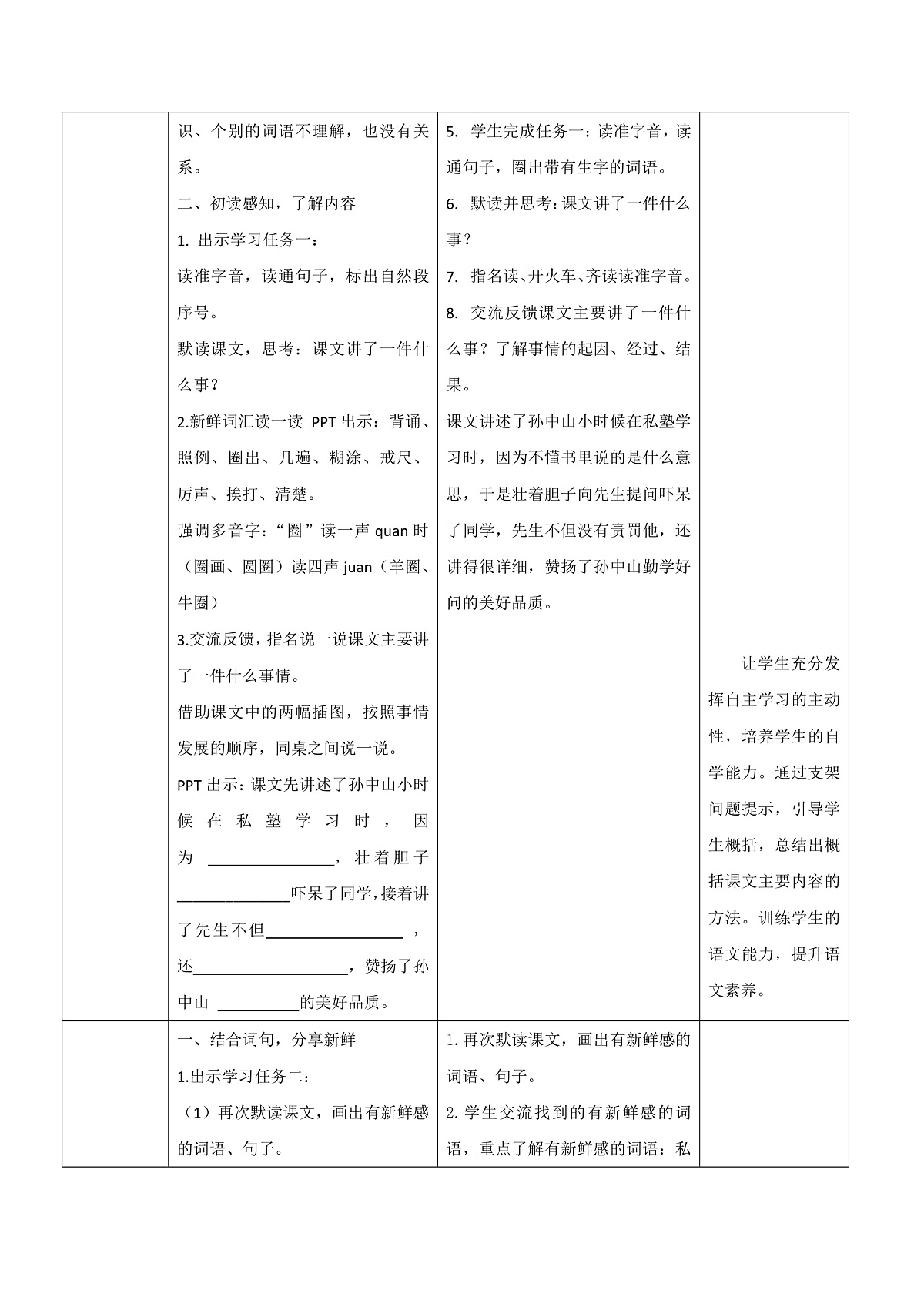 3.《不懂就要问》表格式教案第3页