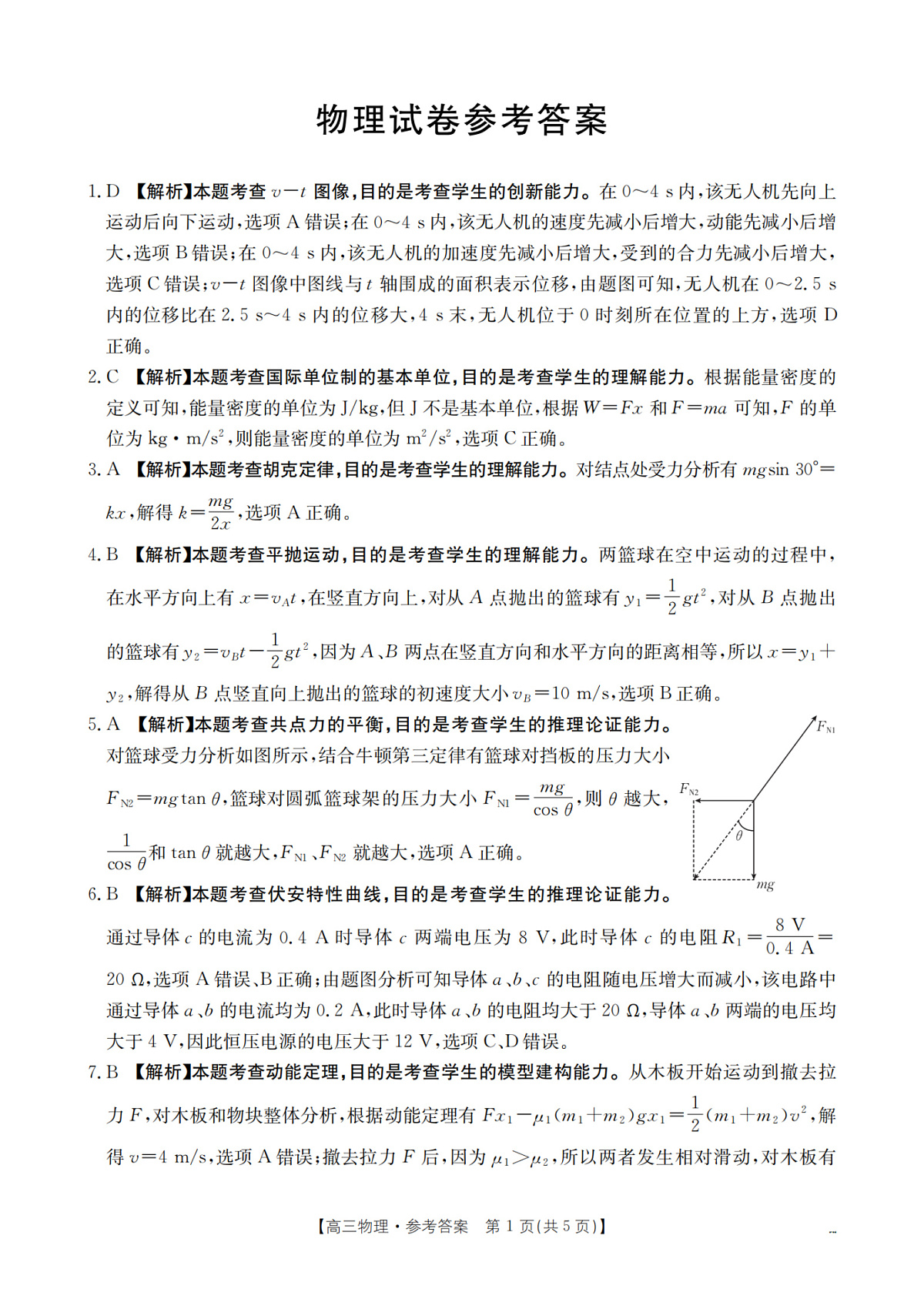 辽宁省部分学校2026届高三上学期12月联考（26-162C）物理答案第1页