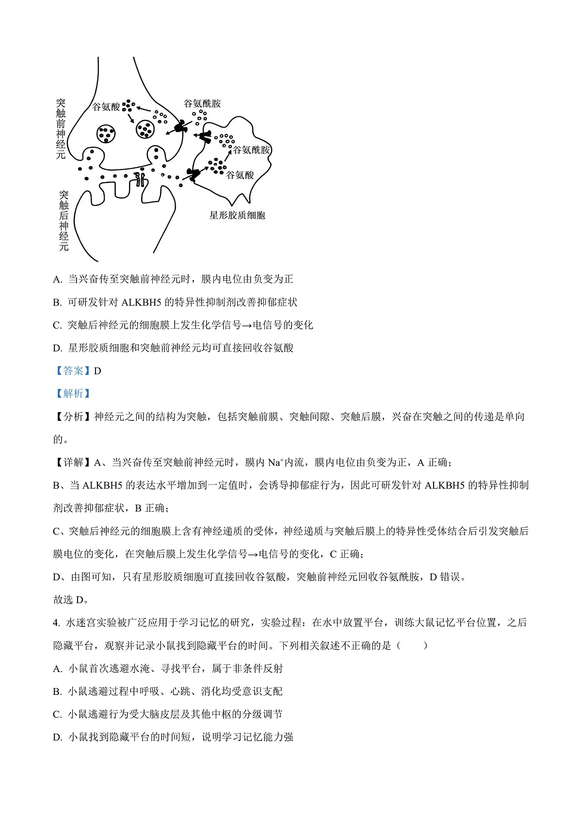 北京市朝阳区2024-2025学年高二上学期1月期末质量检测生物试卷 Word版含解析第3页