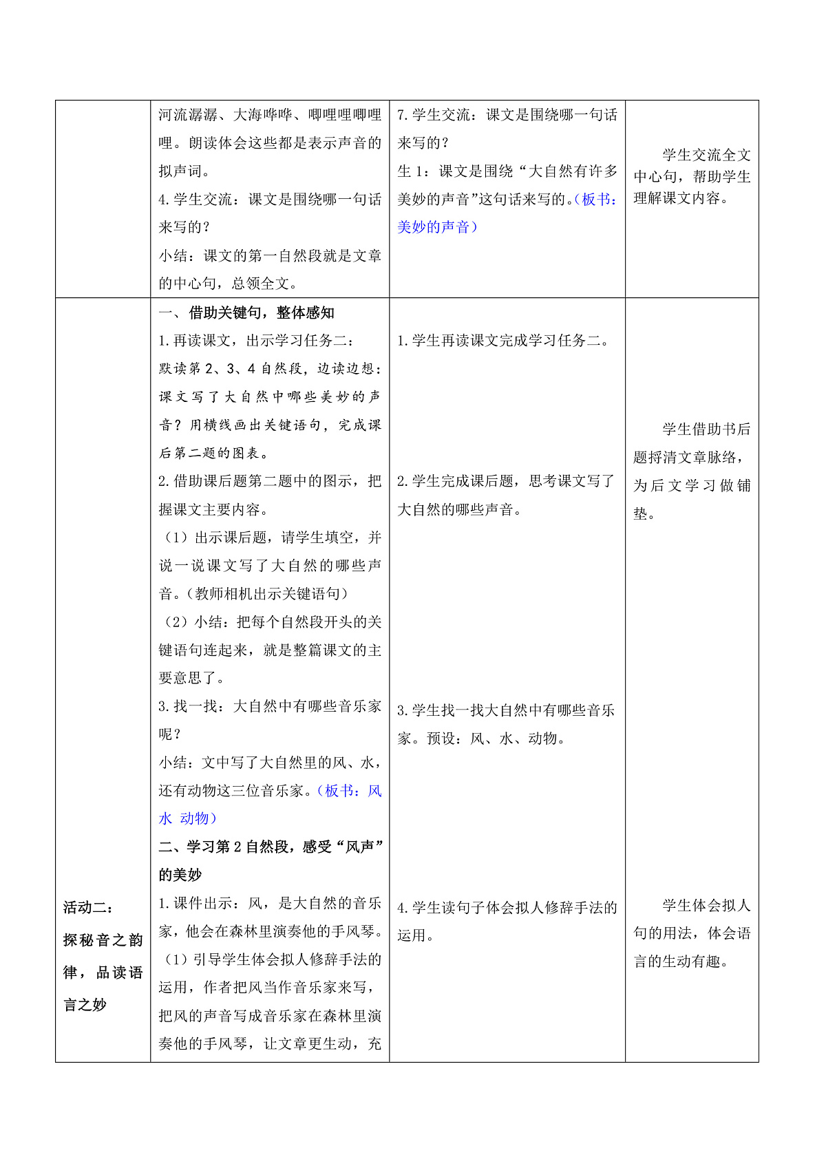 3.《大自然的声音》表格式教案第3页