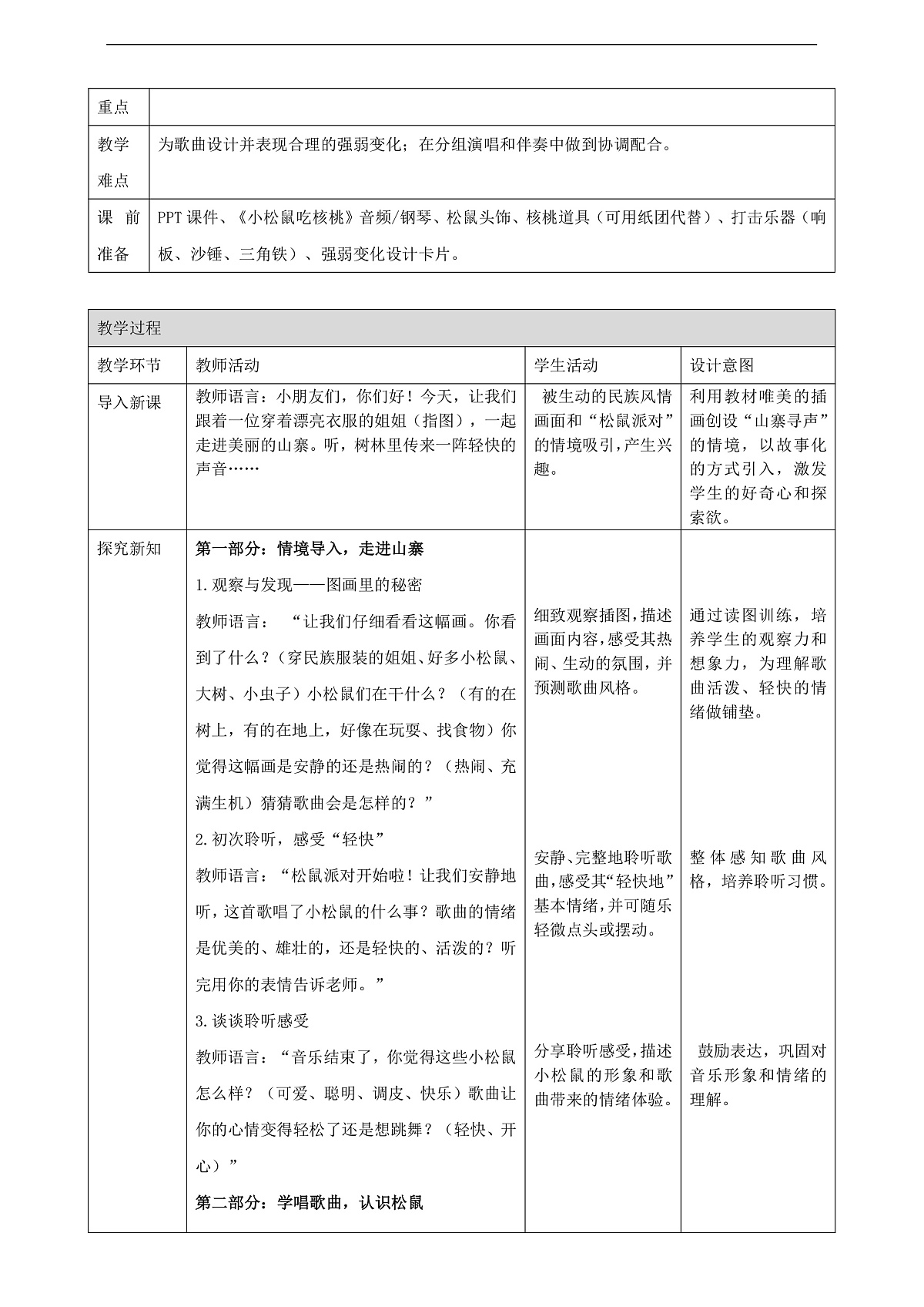 【接力版】音乐一年级下册 第四单元《小松树吃核桃》 教案第2页