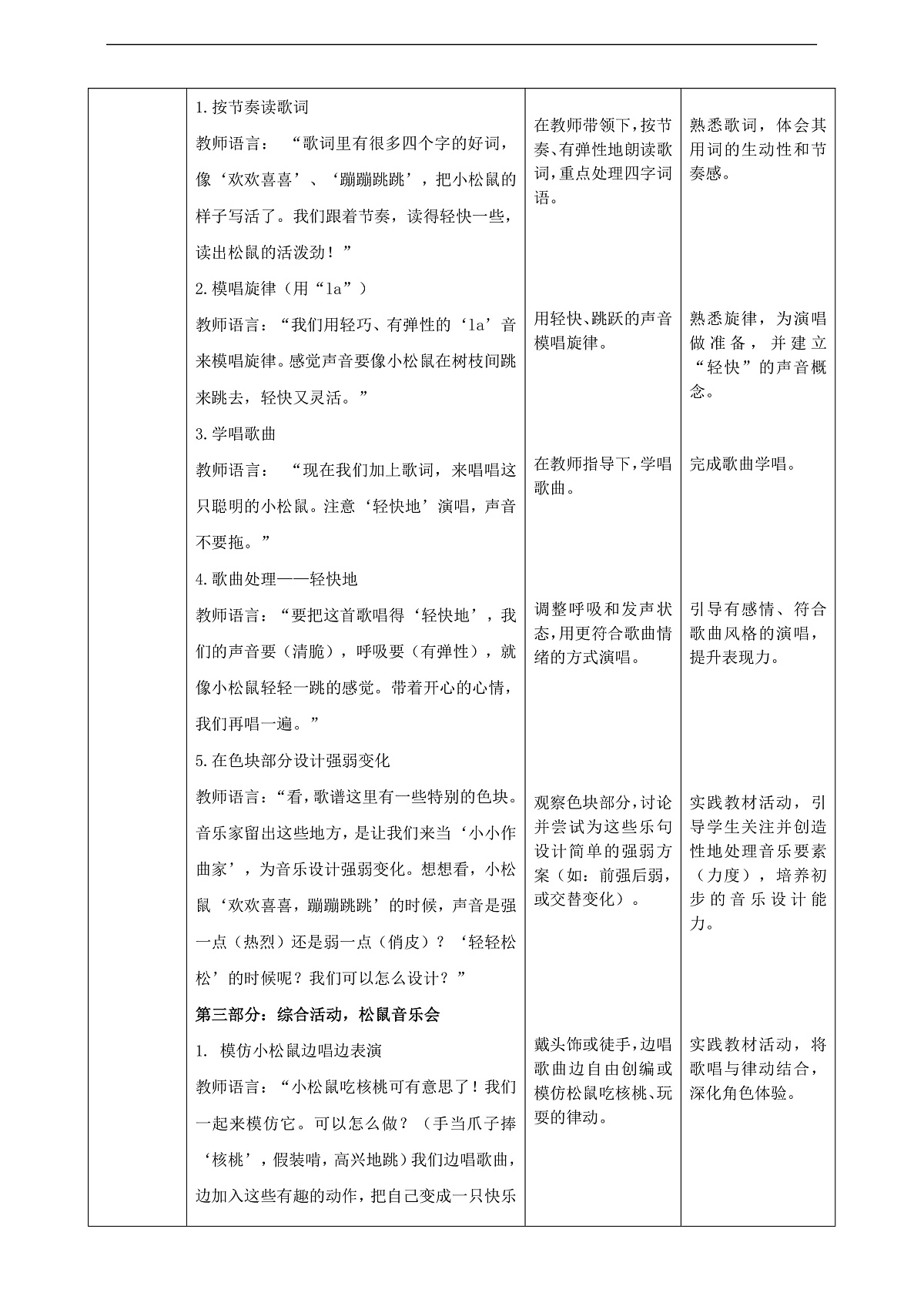 【接力版】音乐一年级下册 第四单元《小松树吃核桃》 教案第3页