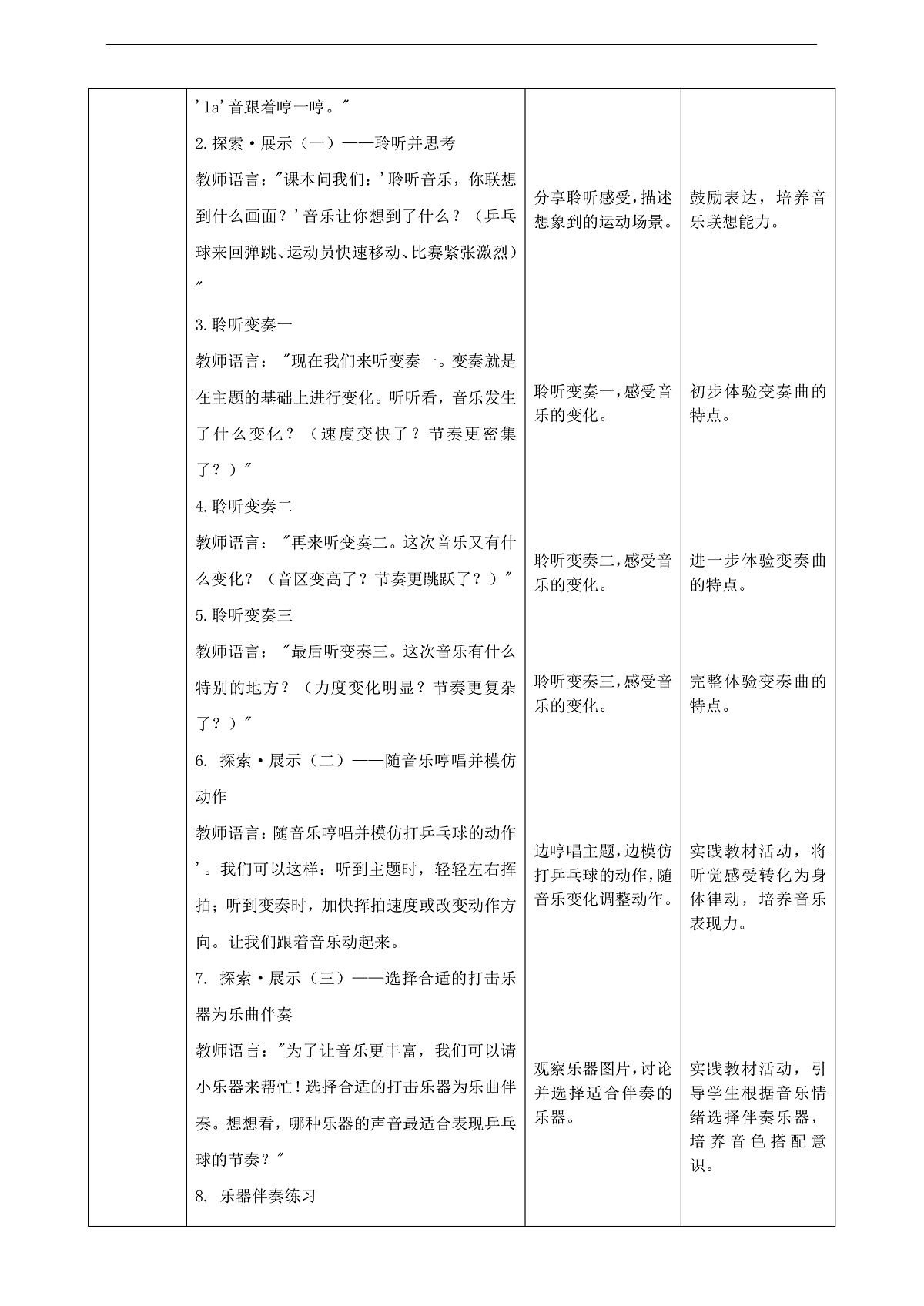 【接力版】音乐一年级下册 第六单元《乒乓变奏曲》 教案第3页