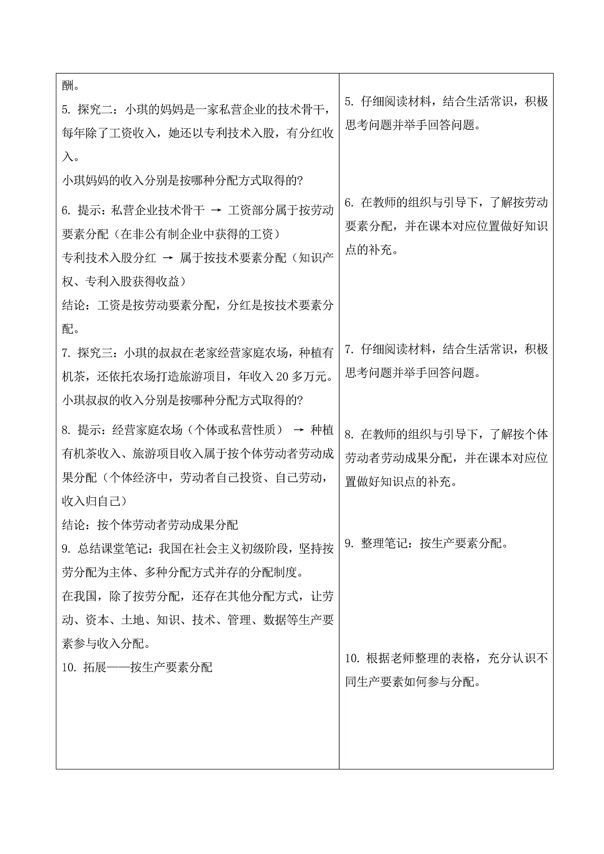 【初中道法八下】6.2《按劳分配为主体、多种分配方式并存》教学设计第3页