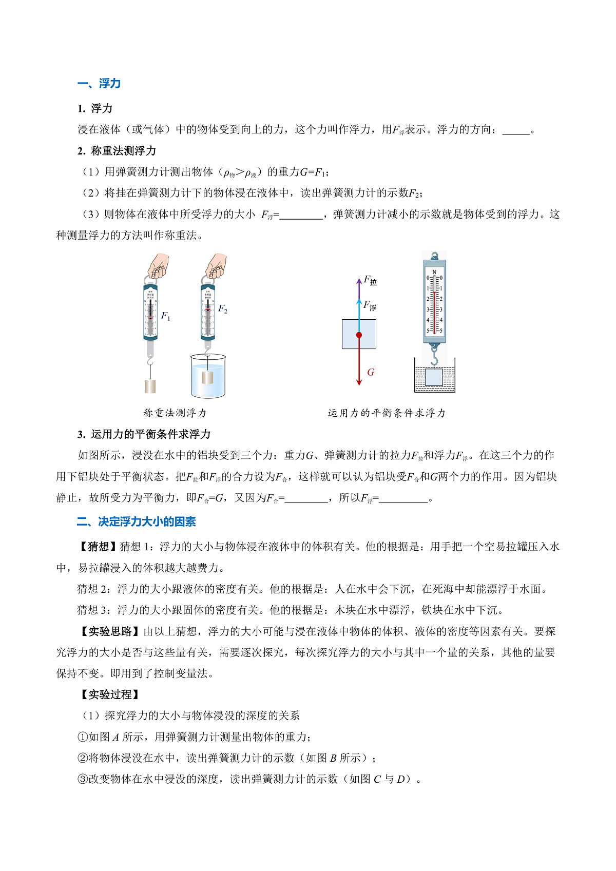 人教版物理八下第十章 浮力 单元知识清单（原卷）第2页