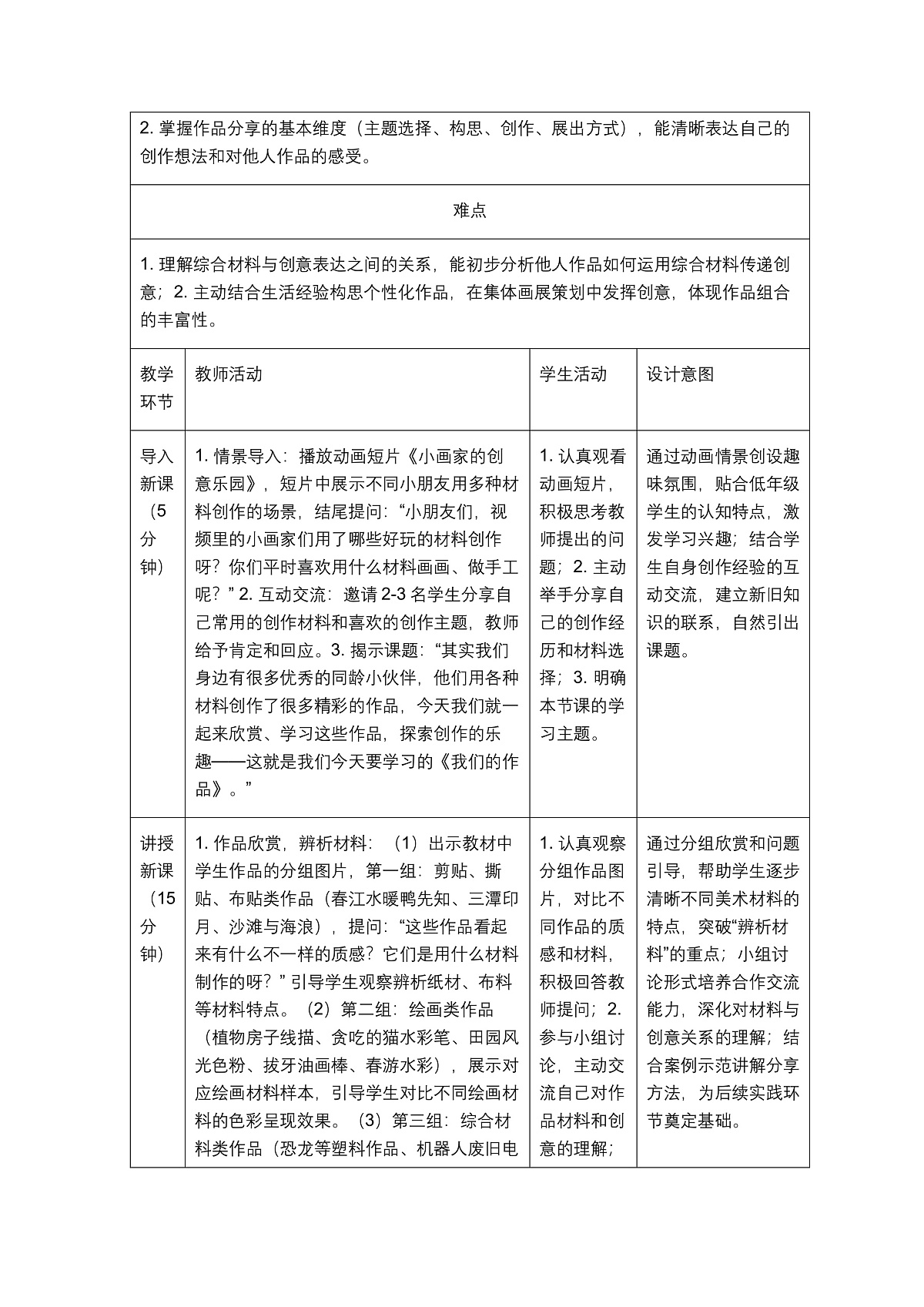 《我们的作品》教学设计第2页