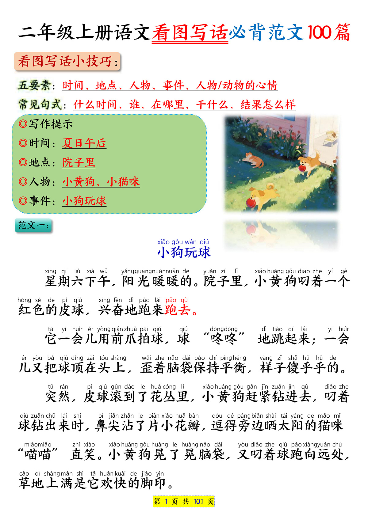人教版二年级 语文看图写话必背范文100篇练习第1页