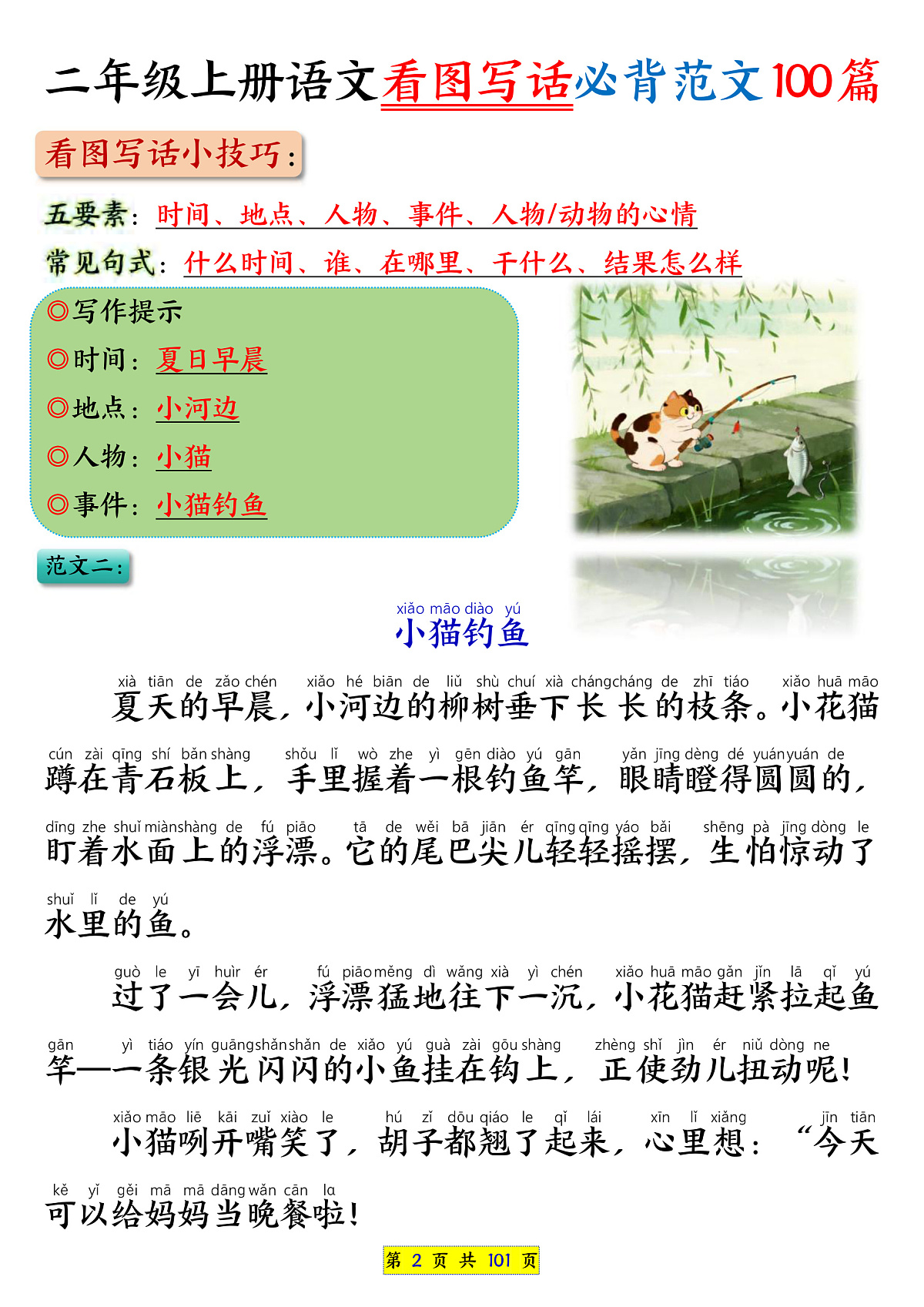 人教版二年级 语文看图写话必背范文100篇练习第2页