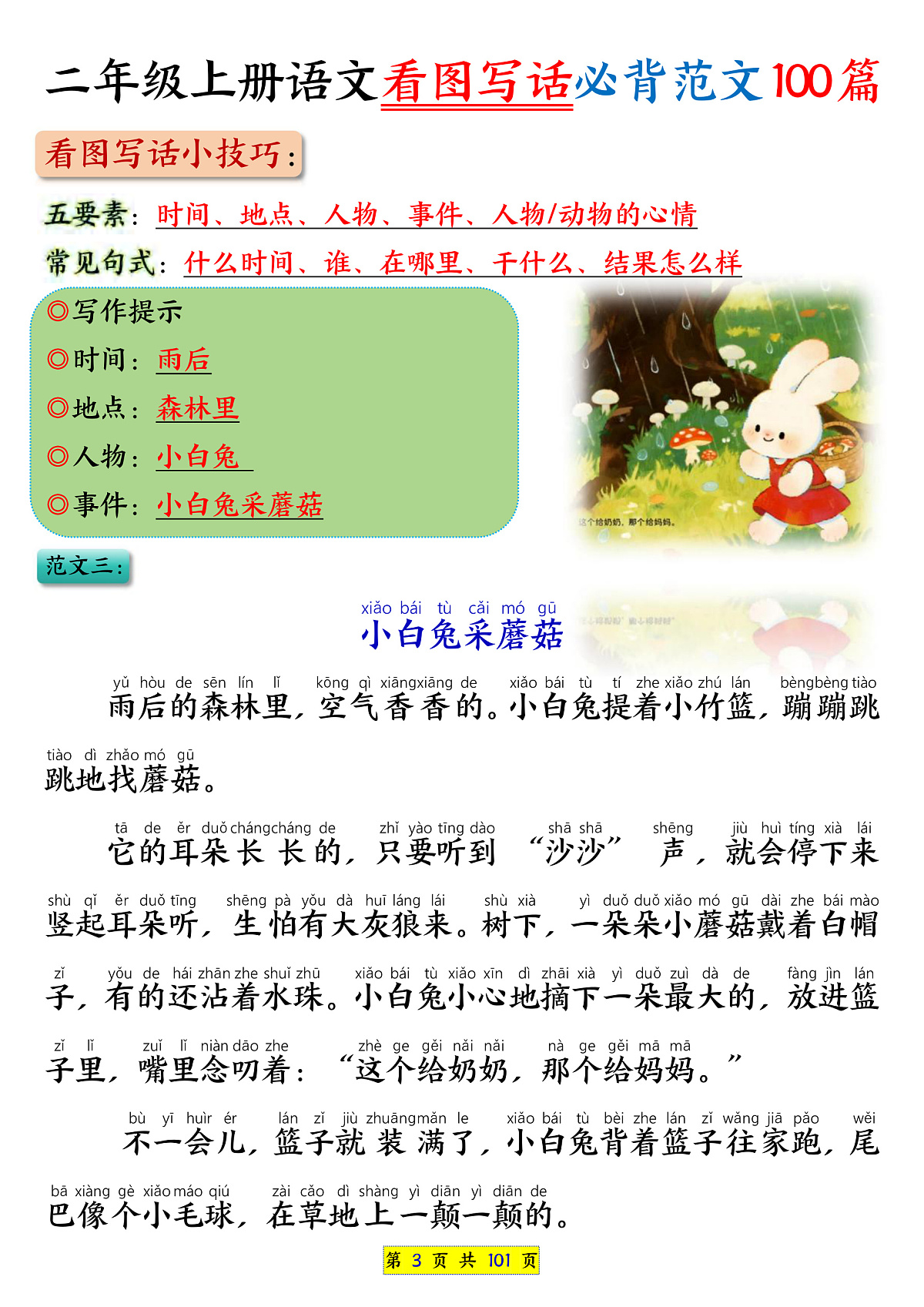 人教版二年级 语文看图写话必背范文100篇练习第3页