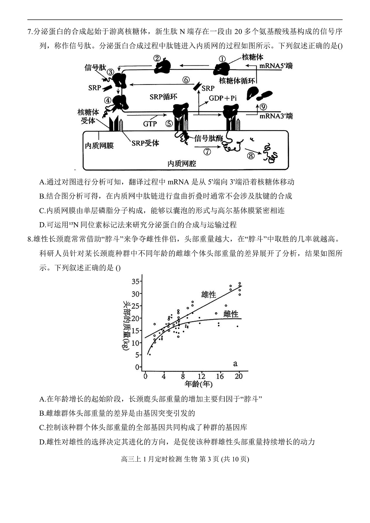 重庆市西南大学附属中学2025-2026学年高三上学期1月月考生物试题第3页