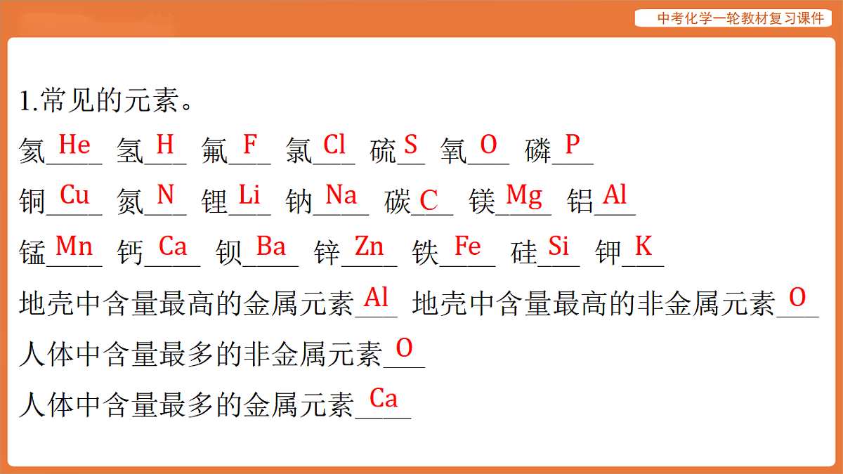 学习主题一 物质的组成与结构 重点专题一 化学用语-课件 2026年中考化学一轮复习(含答案解析）第3页