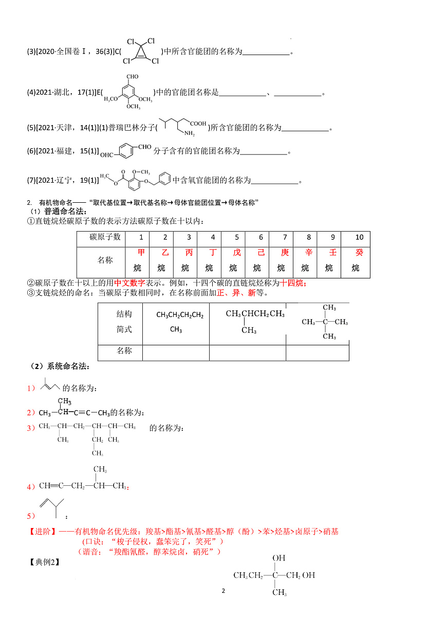 有机物复习（一）——学生版第2页
