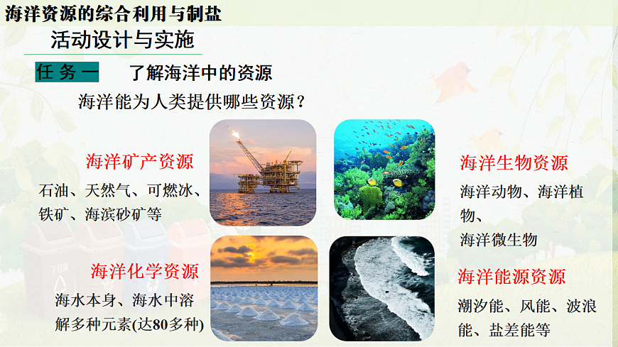 人教版九年级化学下册教学课件《第九单元 跨学科实践活动8：海洋资源的综合利用与制盐》第5页