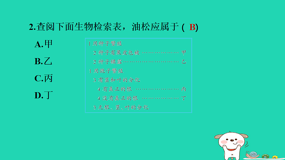 2025七年级生物上册第二单元生物的多样性第三章生物的分类和鉴别第二节生物的鉴别习题课件冀少版（含答案）第4页