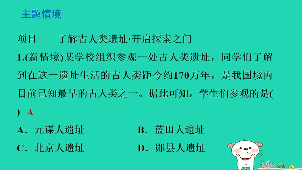 2025七年级历史上册第一单元史前时期原始社会与中华文明的起源第一课远古时期的人类活动习题课件新人教版（含答案）第2页