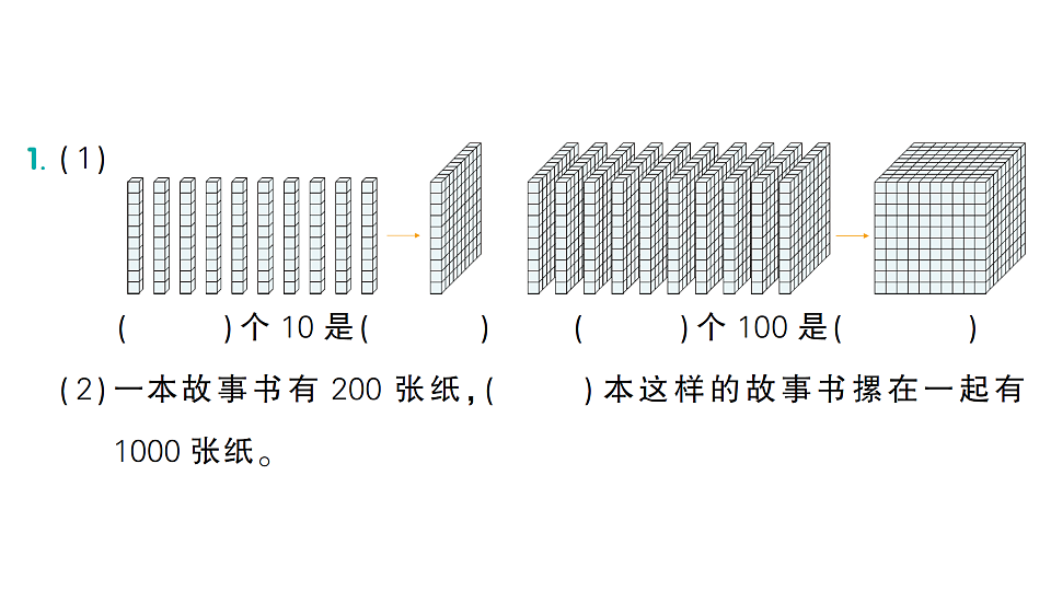 小学数学新人教版二年级下册 第三单元 第二课时 认识1000  作业课件（2026春）（放映显示答案）第2页