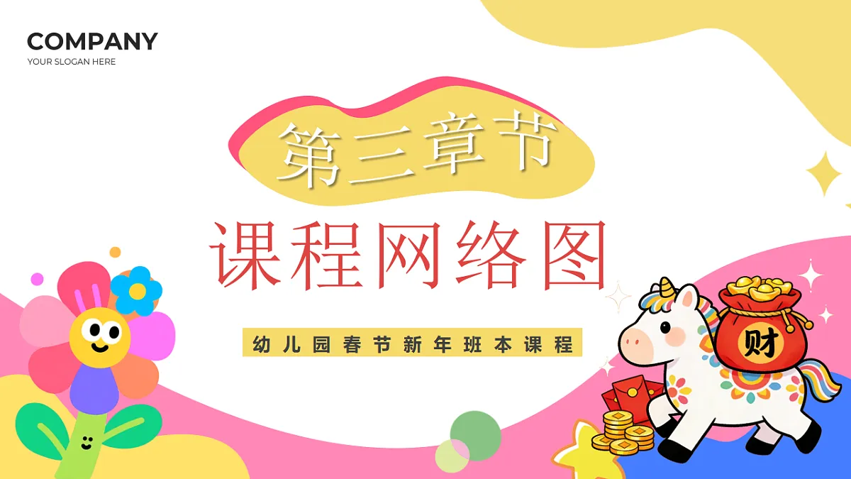 粉色卡通风幼儿园春节新年课程路课件第7页